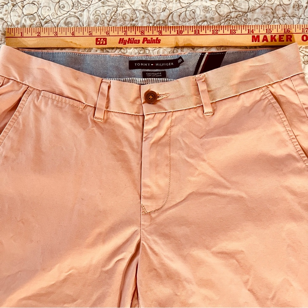 Tommy Hilfiger Men's Peachy-Pink 100% Cotton Chinos 32x32 Preppy Coastal - Picture 4 of 8